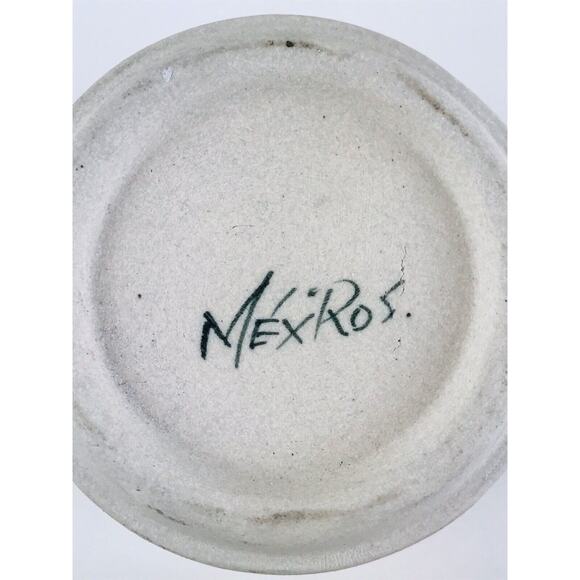 Set 2 Mexican Pottery Stoneware Mugs Signed ROS Mexico Marina Fiesta Hotel Spa - Picture 2 of 8